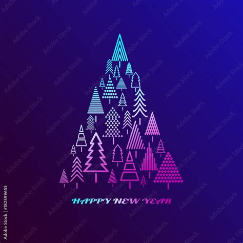 Christmas Tree From Beautiful New Year Trees Pattern For Greeting Card