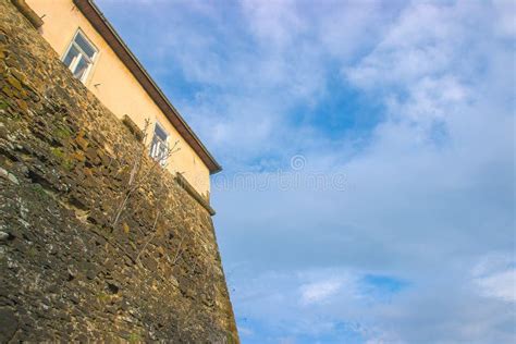 Medieval castle stone wall stock image. Image of cobblestone - 97843061