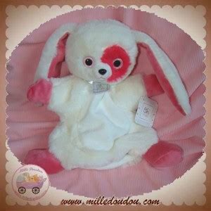 Oh Studio Sos Doudou Lapin Marionnette Blanc Rose Blanc Doudou Et