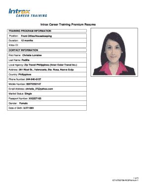 Fillable Online ICT Premium Resume Fax Email Print PdfFiller