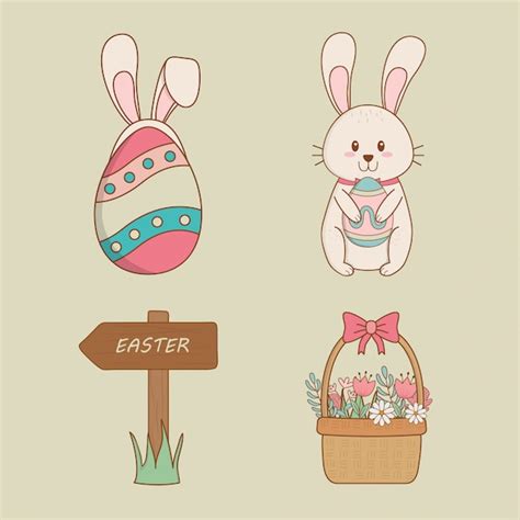 Premium Vector Set Of Happy Easter Icons