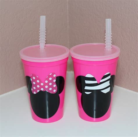 Minnie Mouse Pink Plastic Cups Party Favors By Kustomcardsandmore 33