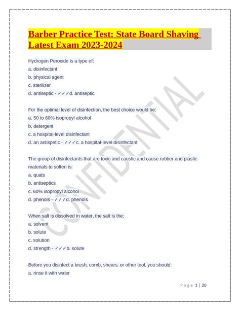 Barber Practice Test State Board Shaving Latest Exam Exams