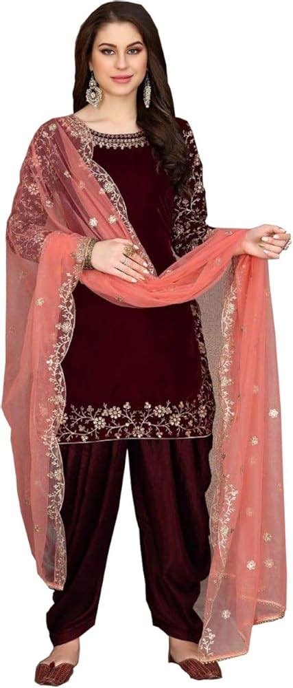 Delightful Maroon Color Velvet Punjabi Patiala Suit Wedding Wear