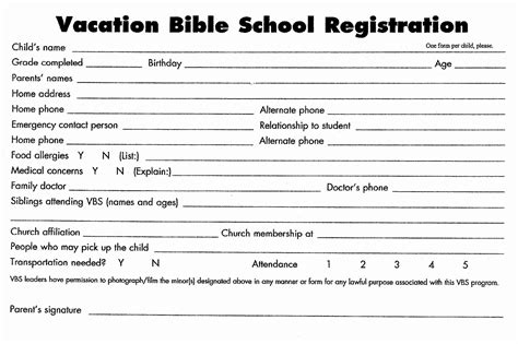 Vbs Registration Form Template 8 Vbs Registration Form Templates Are Collected For Any Of Your