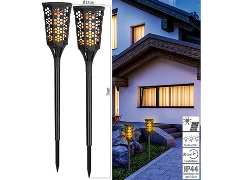 Lunartec Solar Fackeln 2er Set LED Solar Gartenfackeln Mit Flammen