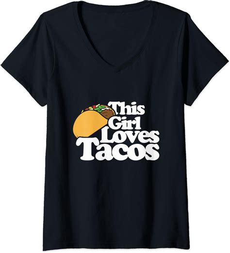 Womens This Girl Loves Tacos Taco Tuesday V Neck T Shirt