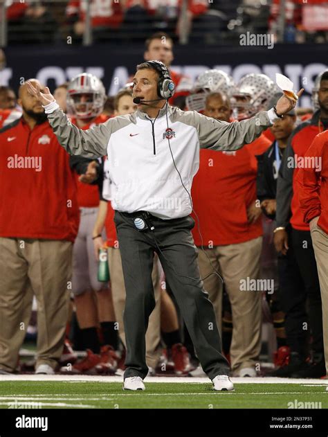 Ohio State Head Coach Urban Meyer Reacts To A Call During The Second