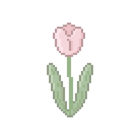 Illustration Vector Graphic Of Cute Tulip In Pixel Art Style