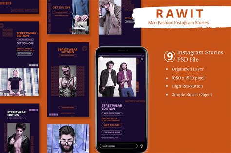 Rawit Man Fashion Instagram Stories Illustrator Templates ~ Creative