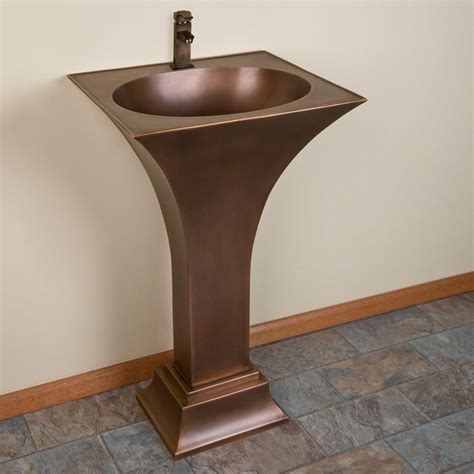 Flared Smooth Copper Pedestal Sink Pedestal Sinks Bathroom Sinks Bathroom Pedestal Sink