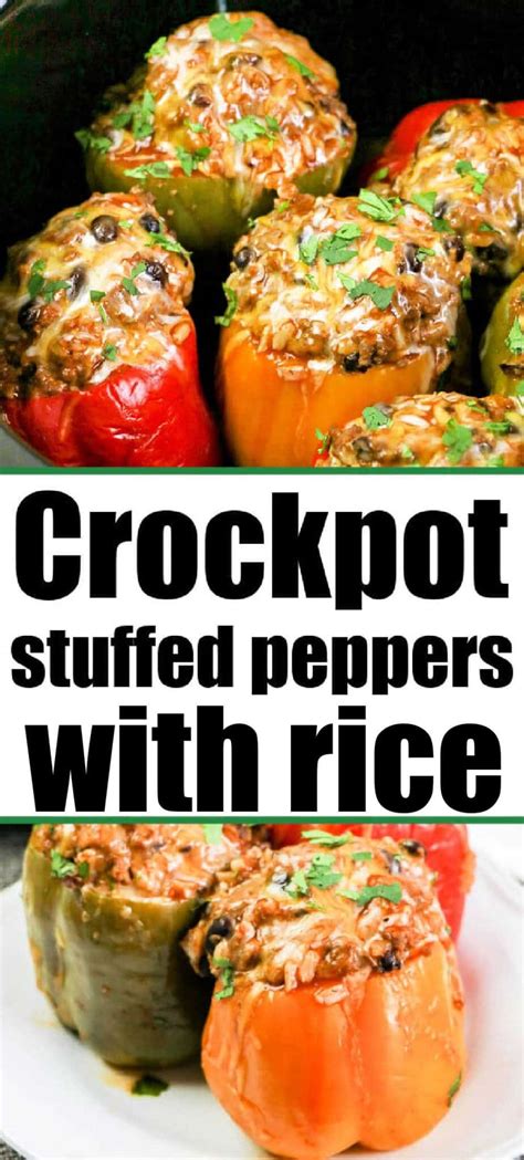 Easy Crockpot Stuffed Bell Peppers With Rice And Ground Beef