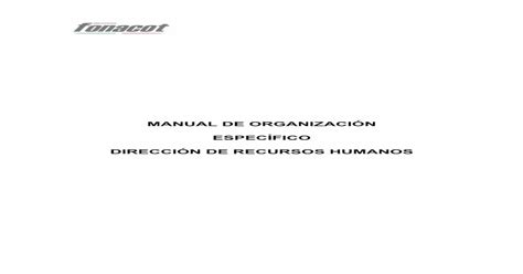 Pdf Manual De OrganizaciÓn EspecÍfico DirecciÓn De Recursos Humanos