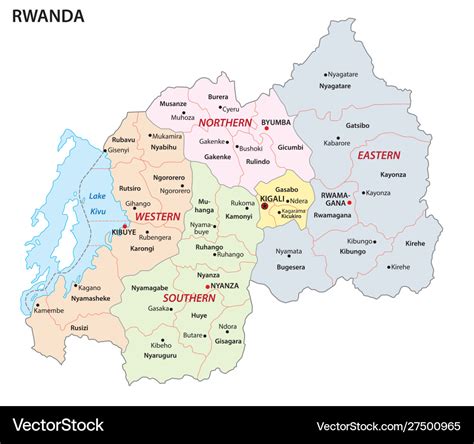 Administrative map rwanda Royalty Free Vector Image