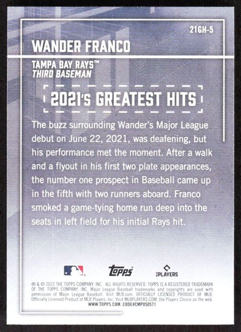 B Topps S Greatest Hits Wander Franco Rookie Tampa Bay