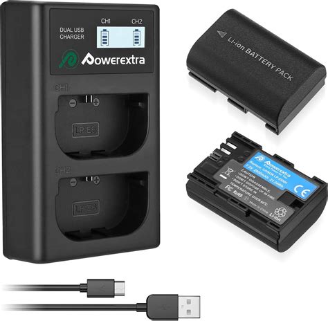 Powerextra Batterie Canon LP E6NH LP E6N 2950mAh et Chargeur à 2