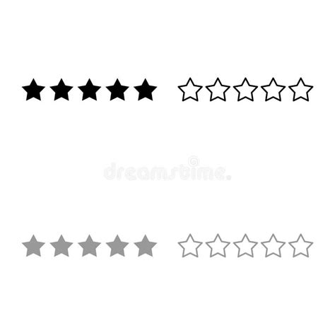 Five Stars Stars Rating Concept Icon Outline Set Black Grey Color