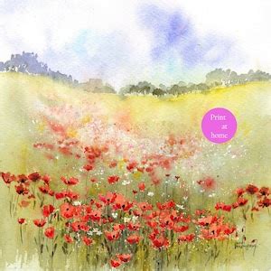 Home Decor Art Wall Art Red Poppy Flower Print Watercolour Art - Etsy