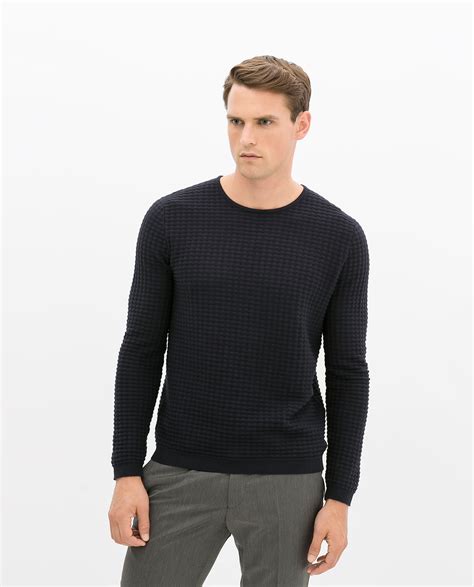 Zara Structured Sweater In Blue For Men Lyst