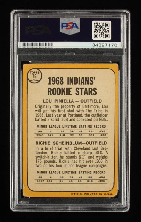 Lou Piniella Signed 1968 Topps 16 Rookie Stars Inscribed 69 AL ROY