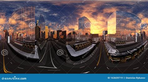 City Scape, Sunset in a Modern City, Environment Map Stock Image ...