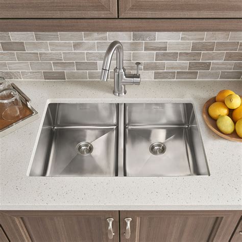 Pekoe® 29 x 18-Inch Stainless Steel Undermount Double Bowl Kitchen Sink