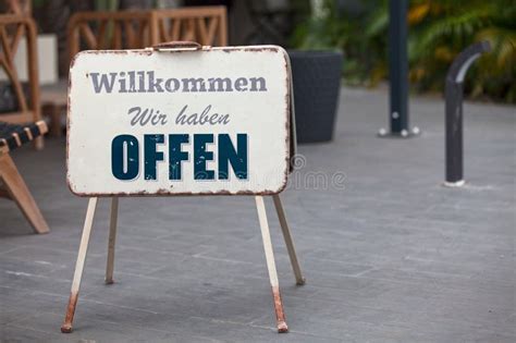 Outdoor Open Sign in German Stock Image - Image of text, industry: 269571205