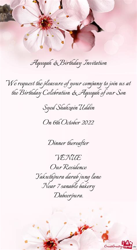 We Request The Pleasure Of Your Company To Join Us At The Birthday