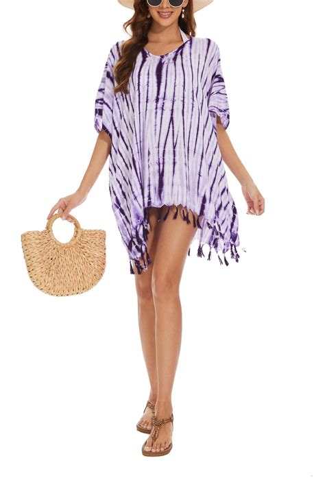 Beautybatik Purple Womens Boho Hippie Batik Tie Dye Plus Size Tunic Blouse Kaftan Top 1x