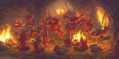 A Group Of Draconic Kobolds Chatting Around A Cooking Stable Diffusion