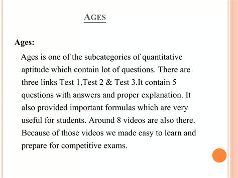 Quantitative Aptitude Ages PPT