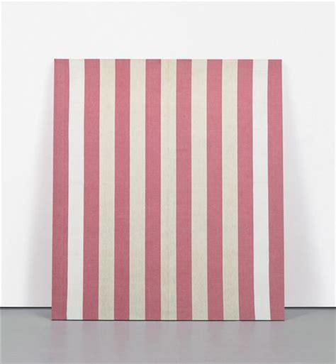 Daniel Buren Peinture acrylique blanche sur tissu rayé blanc et rouge