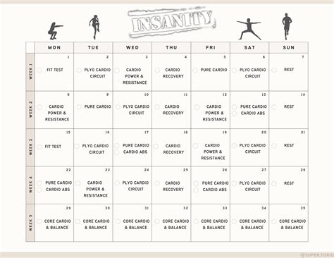 Insanity Calendar Month 1 1