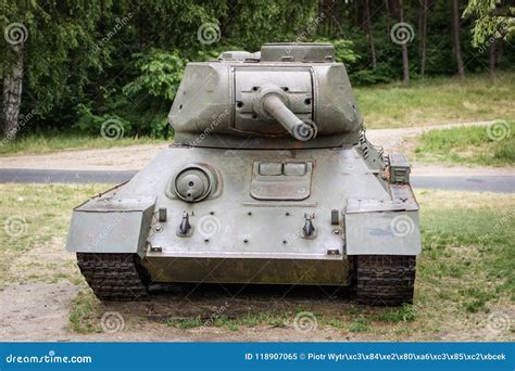 Old Russian Tank In An Outdoor Museum Armed Military Forces In Stock