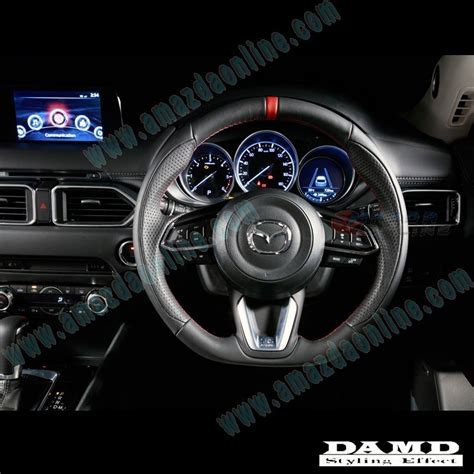 damd flat bottomed nappa leather steering wheel fits   mazda bn