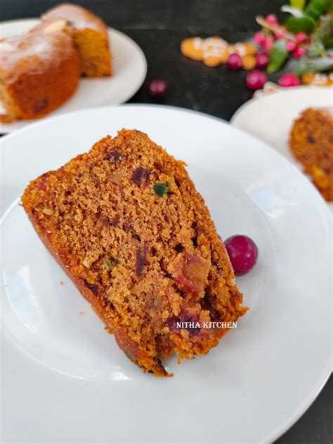 Eggless Christmas Fruit Cake Video Recipe Nitha Kitchen