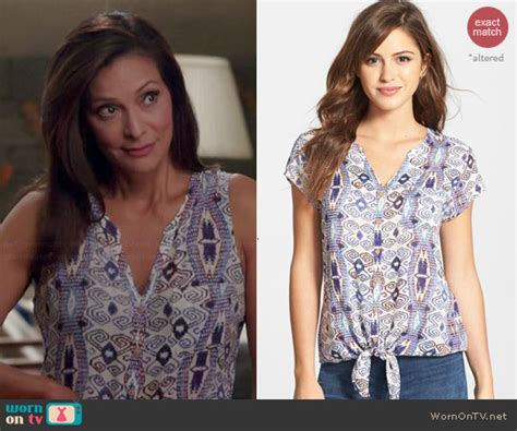 WornOnTV: Regina’s printed tie front top on Switched at Birth