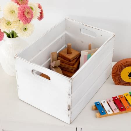 Stylish Wooden Crate White Medium