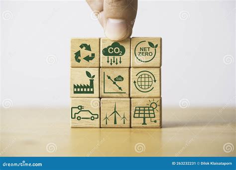 Stacking CO2 Reducing Recycle Green Factory Icon For Decrease CO2