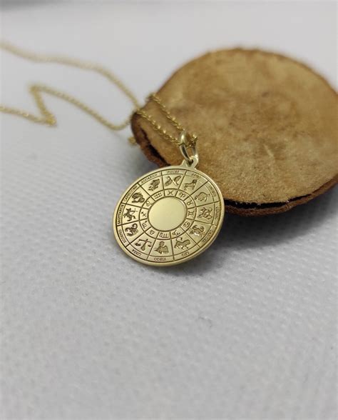 Zodiac Sign Pendant 14k Solid Gold Necklace Astrology Etsy