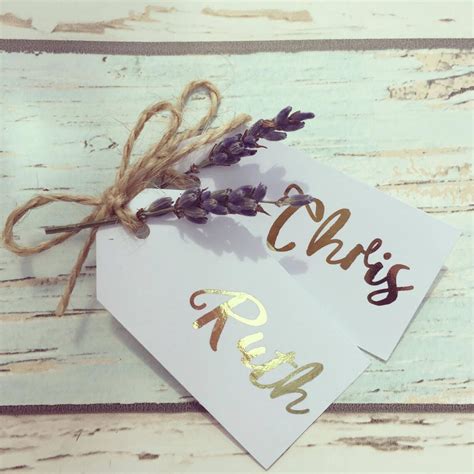 Gold Foil Place Cards With Real Lavender Sprig Rustic Place Etsy UK