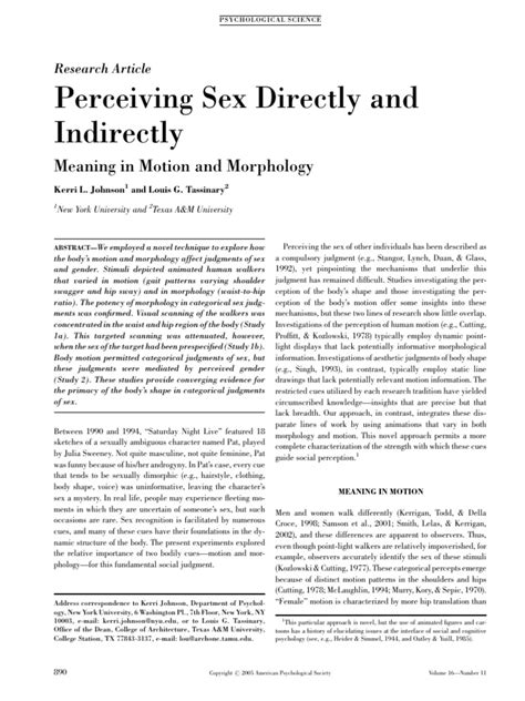 Perceiving Sex Directly And Indirectly Pdf Perception Gender