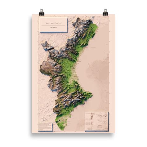 País Valencià Mapa Topogràfic En Color Versió De Licv Etsy España