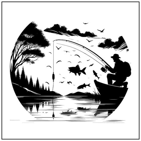 Premium Vector Fishing Vector Bundle File Black And White Fishing