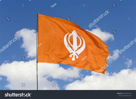 Sikhism Flag Isolated On Sky Background Stock Photo 1934024165