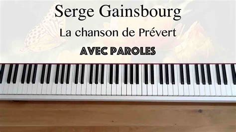 Serge Gainsbourg La Chanson De Pr Vert Avec Paroles Piano Youtube