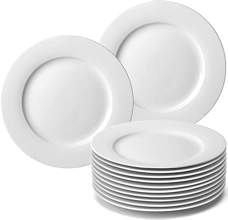 Amhomel Piece White Porcelain Dinner Plates Round Dessert Or Salad