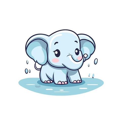 Elephant De Dessin Anim Mignon Sous La Pluie Illustration Vectorielle