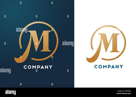 M Alphabet Letter Logo Icon In Gold And Blue Color Simple And Creative