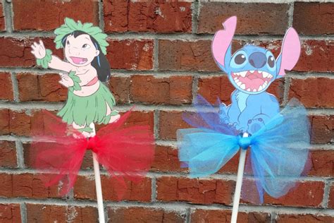 Set Of 4 Lilo And Stitch Themed Centerpiece Picks Or Cake Etsy